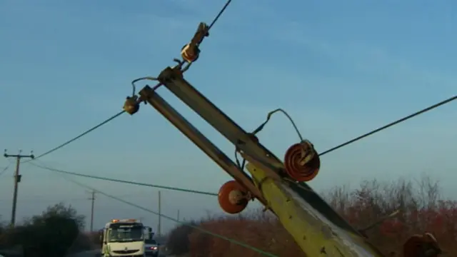 Broken power pylon