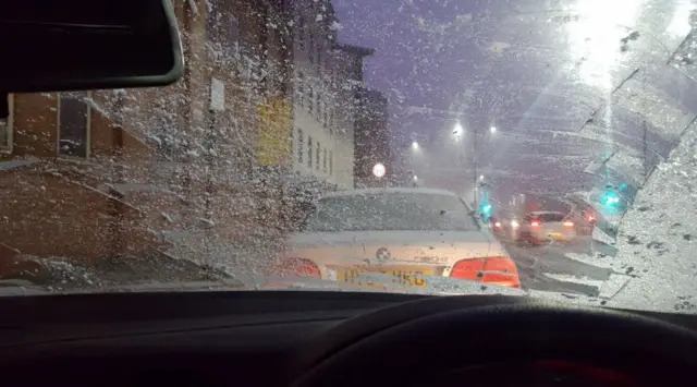 Icy windshield