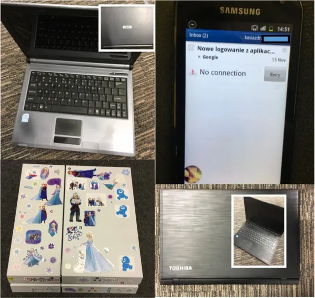 A selection of stolen laptops