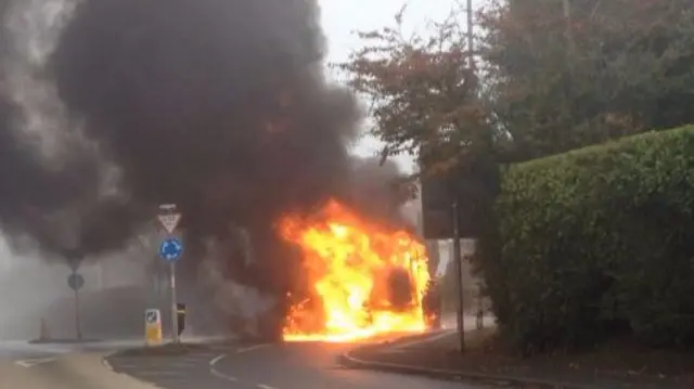 Tractor on fire