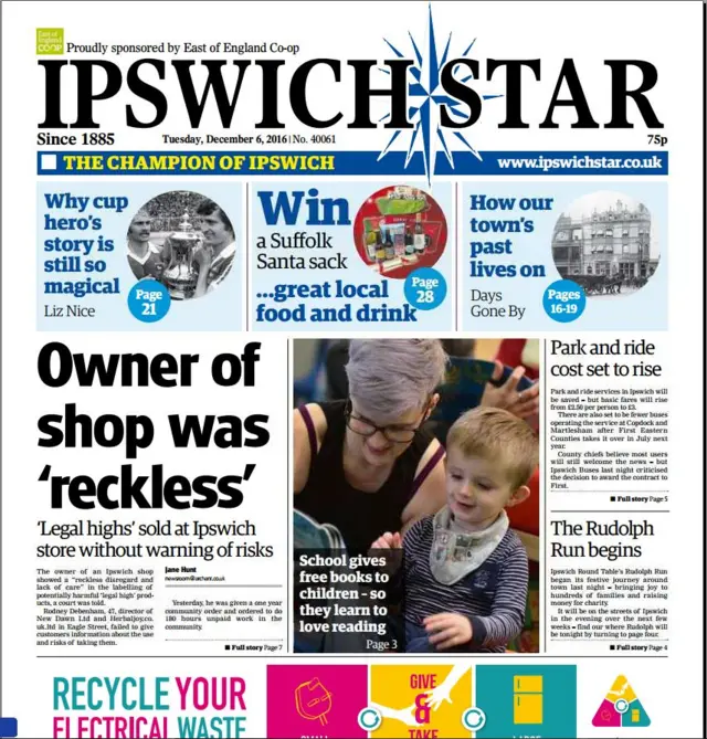 Front page of Ipswich Star