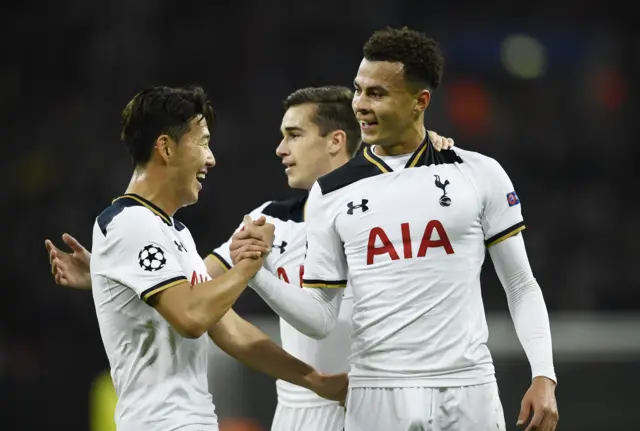 Dele Alli celebrates scoring their first goal