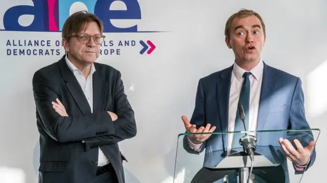 Tim Farron, right, and Guy Verhofstadt