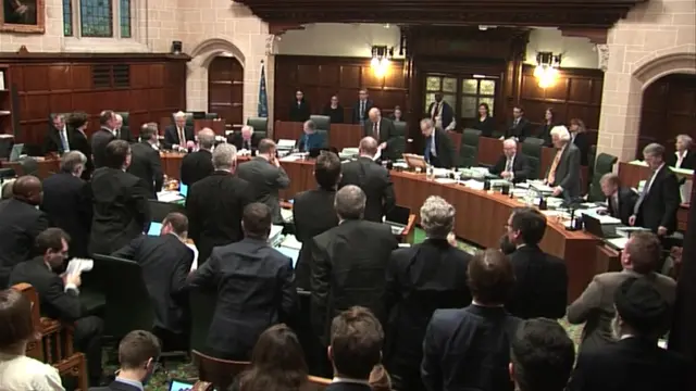 The court rises at the end of Wednesday's proceedings.