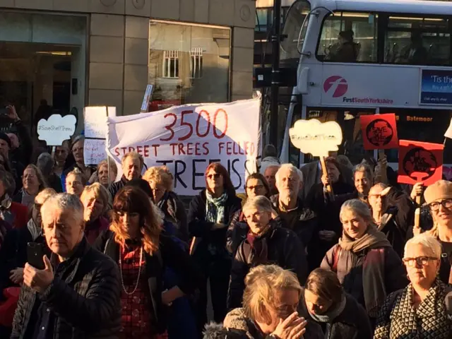 Protesters at Sheffiedl Town Hall