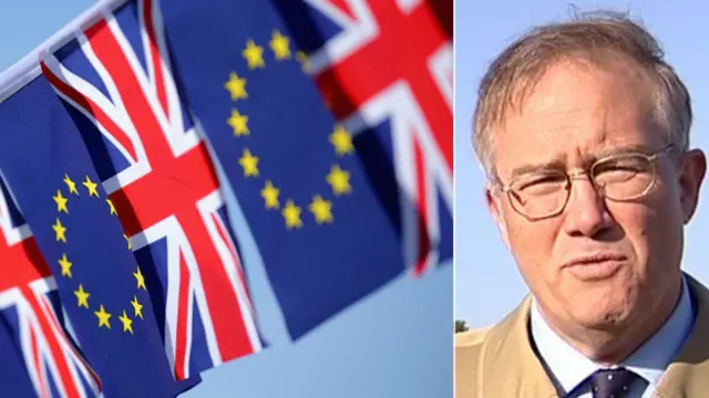 EU and British flags alongside John Barton