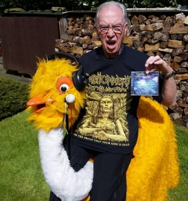 Bernie Clifton and his ostrich Oswald