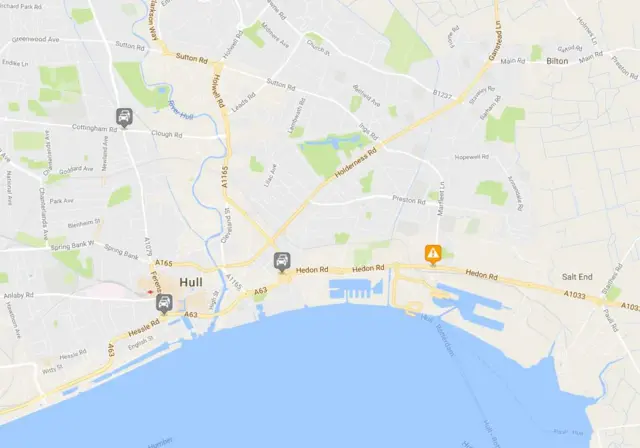 Map of Hull area