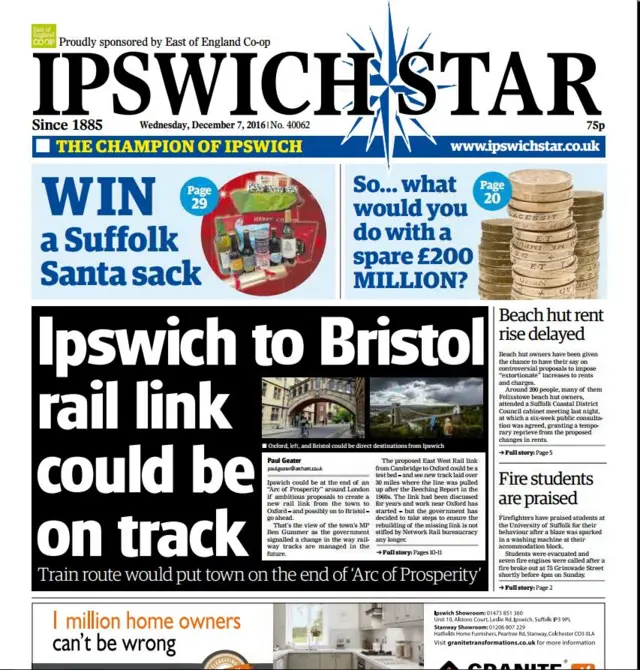 Ipswich Star front page