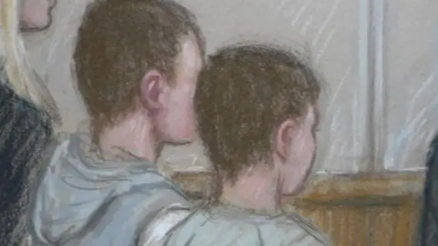 Artists image of the two boys in court