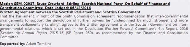 Government written agreement motion