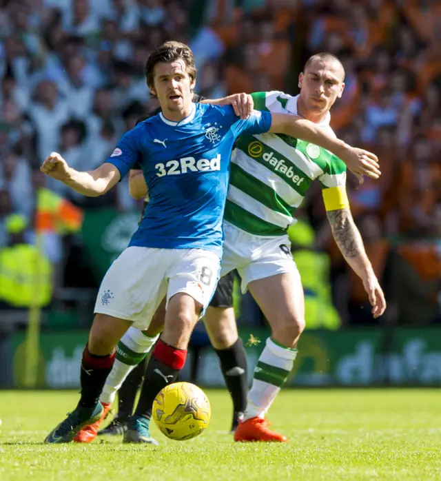 Former Rangers midfielder Joey Barton in action against Celtic