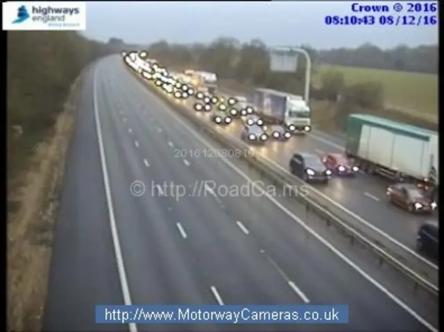 M4 looking westbound with queues on the eastbound carriageway