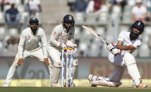 Moeen All in action during the fourth Test