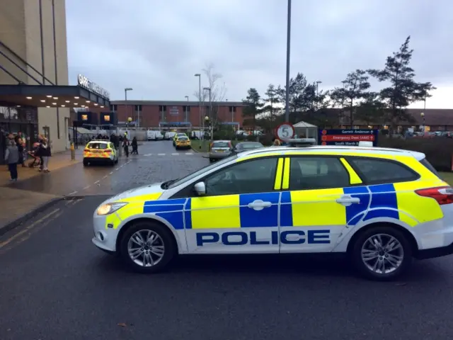 Police car at Ipswich Hospital