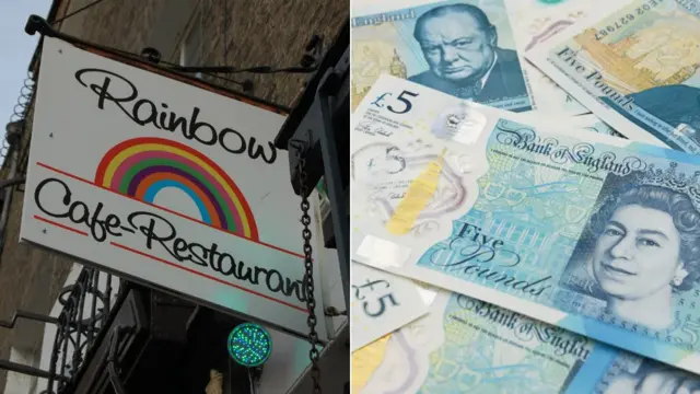 Rainbow Cafe in Cambridge/New £5 note