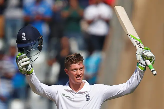 Keaton Jennings celebrates his century