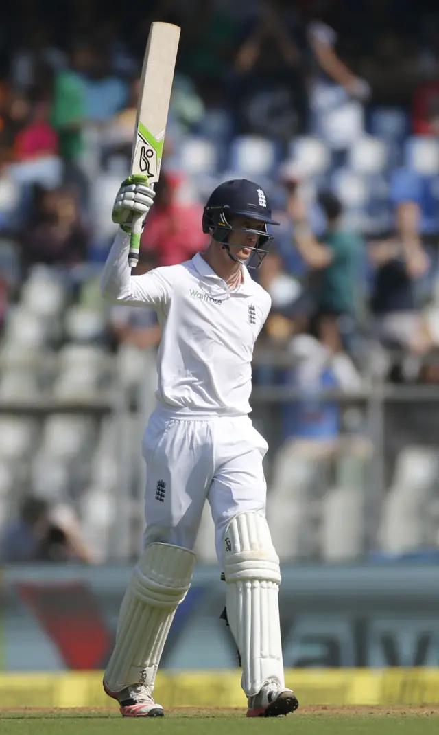 Keaton Jennings celebrates his half-century