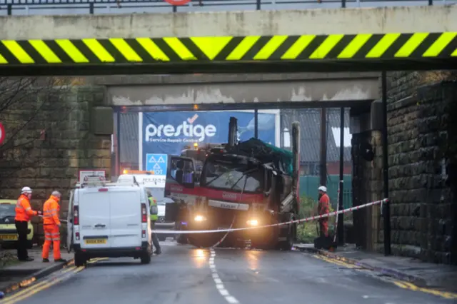 Lorry hits bridge