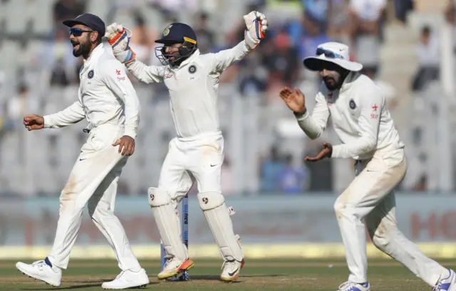 India player celebrate the wicket of Jonny Bairstow