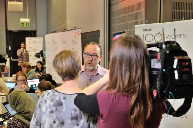 Jimmy Wales being interviewed at BBC