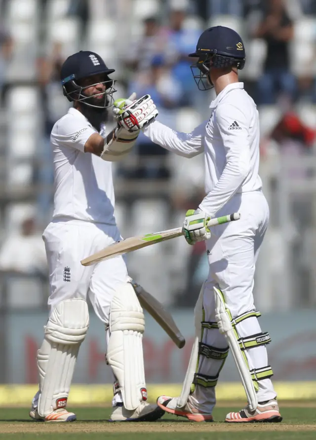 Moeen Ali and Keaton Jennings during the fourth Test