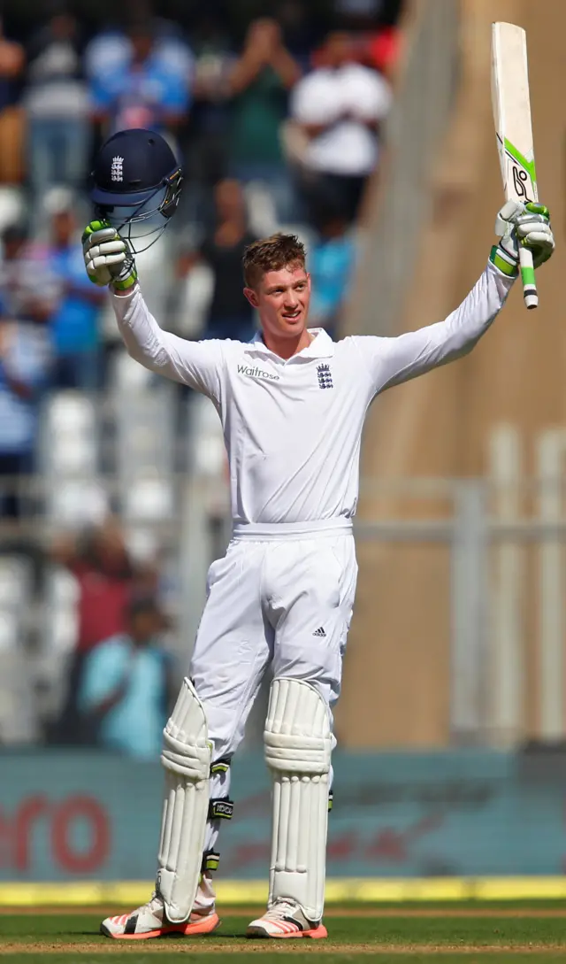 Keaton Jennings celebrates his century