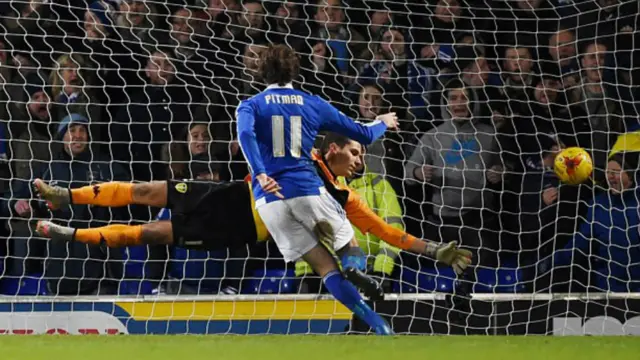 Brett Pitman scores against Leeds United