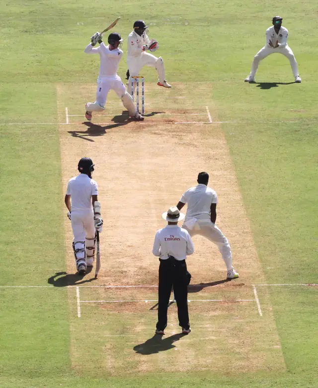 Keaton Jennings plays a shot