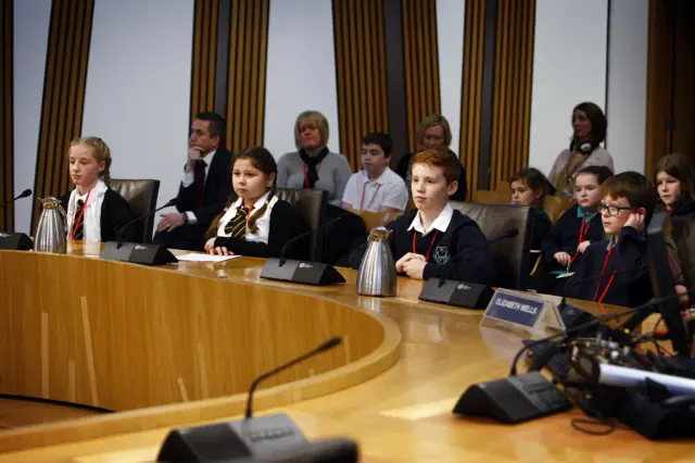 Primary school pupils give evidence to Scottish parliament Committee on Human Rights