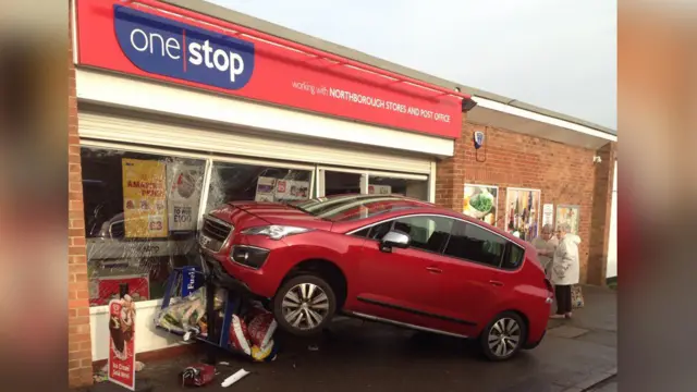 Car in shop front