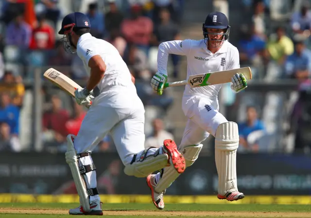 Cook and Jennings run between wickets