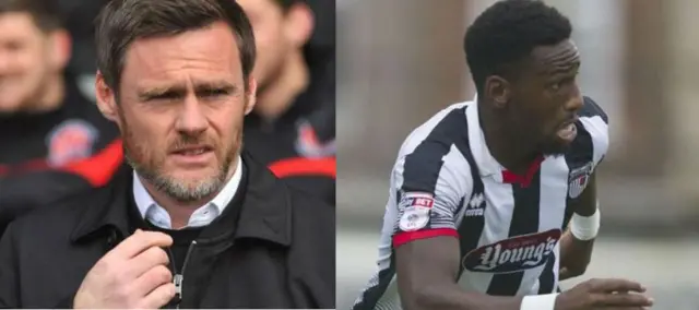 (Left) Scunthorpe United boss Graham Alexander (right) Grimsby Town striker Omar Bogle