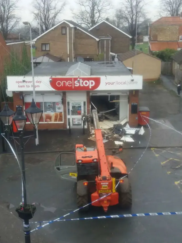 Digger left at the scene of the stolen ATM in Kirton in Lindsay