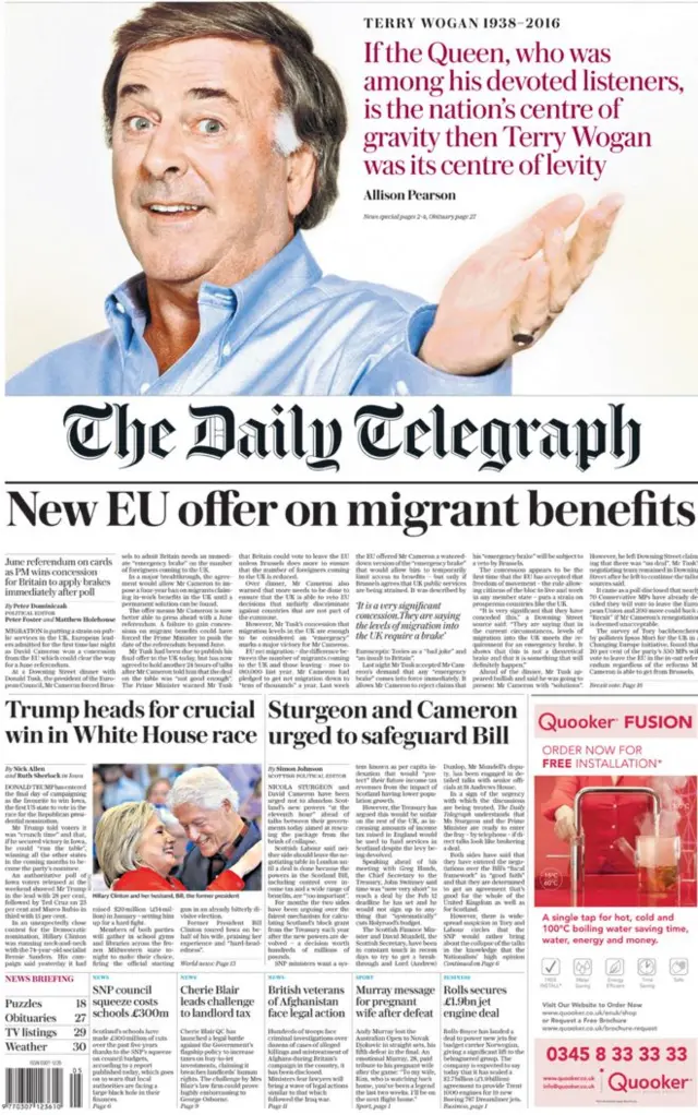 Telegraph front page