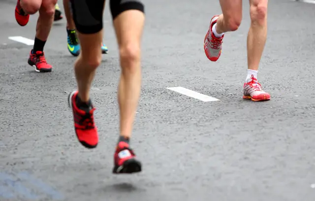 Close up of runners feet