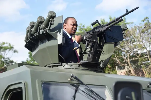 uhuru kenyatta test drives new armoured vehicle