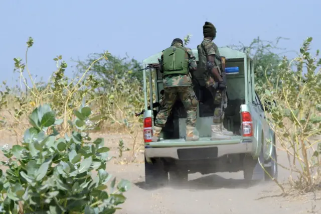 An officer of the Joint Military Task Force (JTF) patrol in the northeastern Nigerian town of Maiduguri, Borno State , on April 30, 2013.