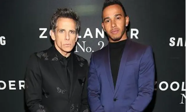 Lewis Hamilton (right) with Ben Stiler