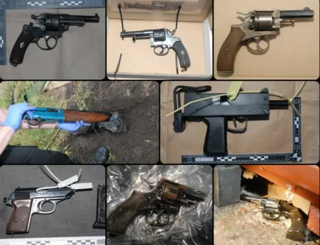 Some of the guns seized by police