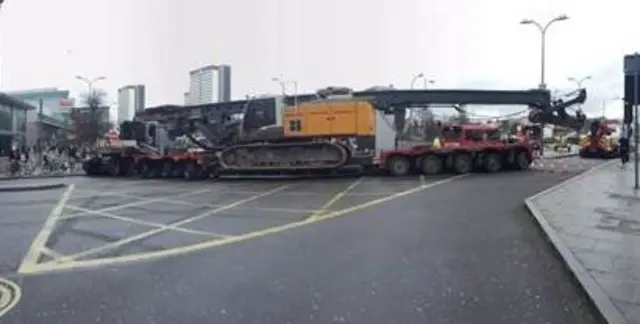 Crane lorry stuck