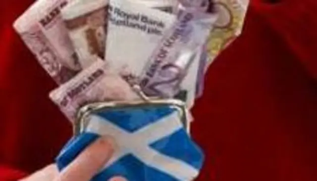 Scottish purse containing bank notes