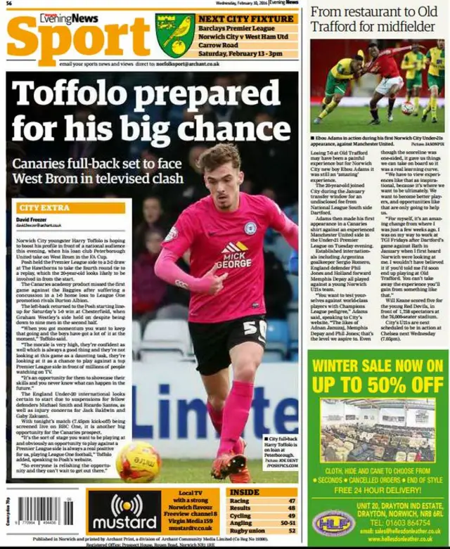 Evening News back page