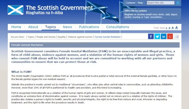 Scottish government webpage on FGM