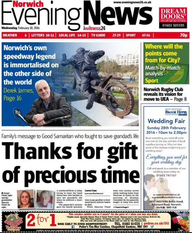 Evening News front page