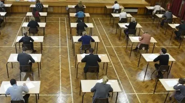 Students studying in classroom