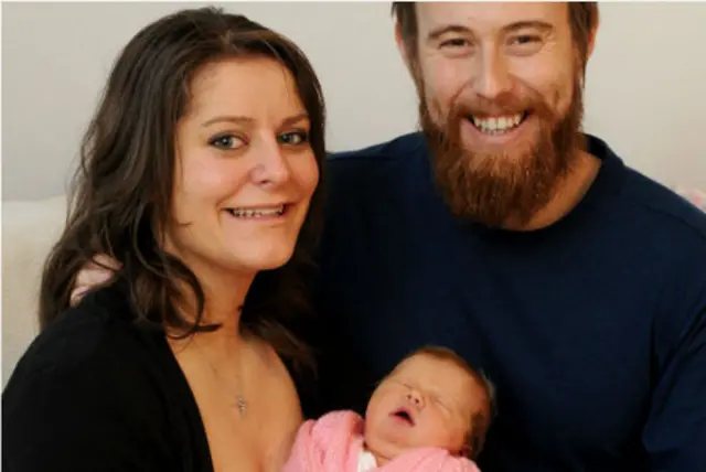 Martin Boyce and financee Holly Dawson with baby Belle