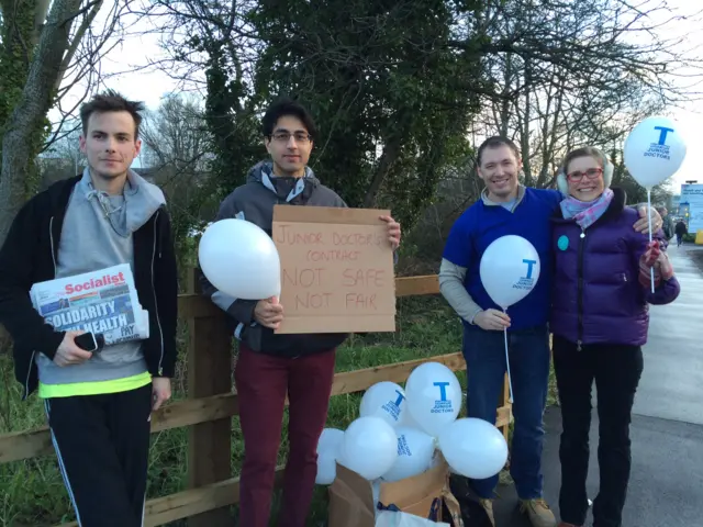 Doctors on picket line at Coventry's University Hospital