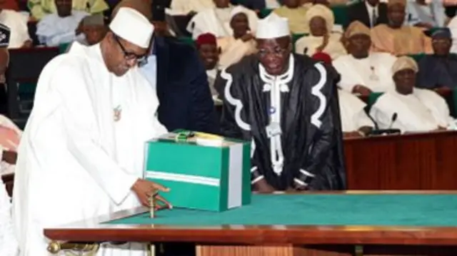 President Muhammadu Buhari presenting the budget to parliament