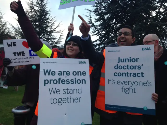 Junior doctors on strike in Leicester